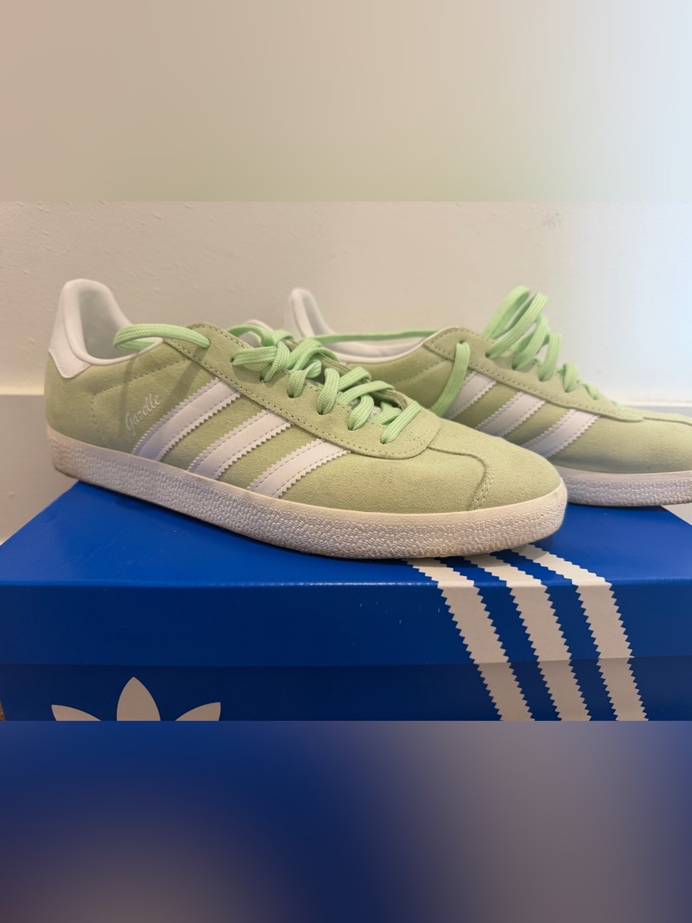 adidas Women's Mint Green Suede Sneakers with White Stripes - Picture 3 of 5